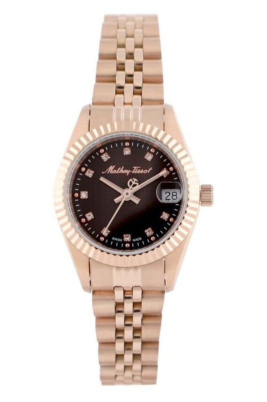 Mathey-Tissot Mathy II Rose Gold Tone Stainless Steel Brown Dial Quartz D710PRM Women's Watch