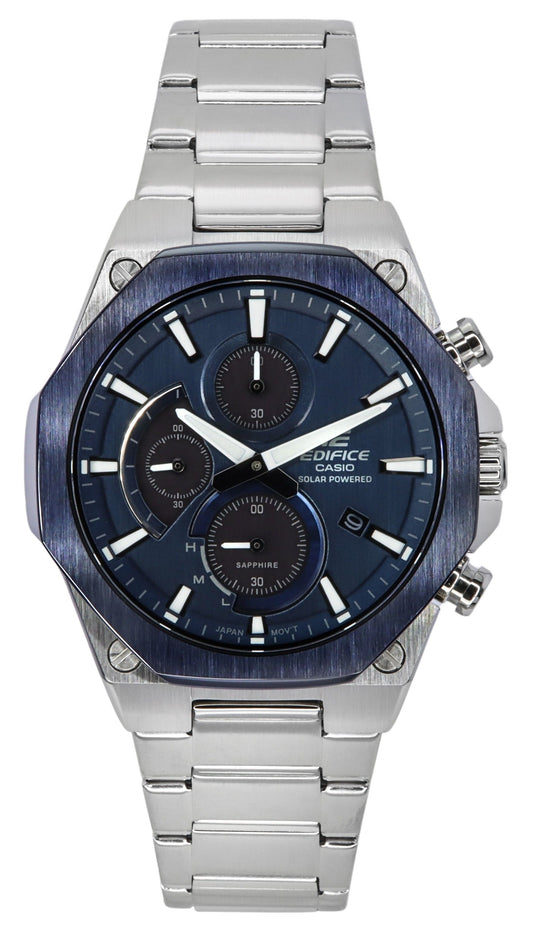 Casio Edifice Analog Slim Line With Sapphire Crystal Chronograph Blue Dial Solar EFS-S570DB-2A 100M Men's Watch