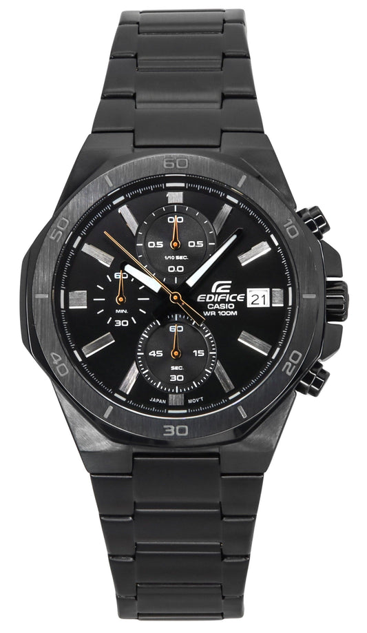 Casio Edifice Standard Analog Chronograph Stainless Steel Black Dial Quartz EFV-640DC-1AV 100M Men's Watch
