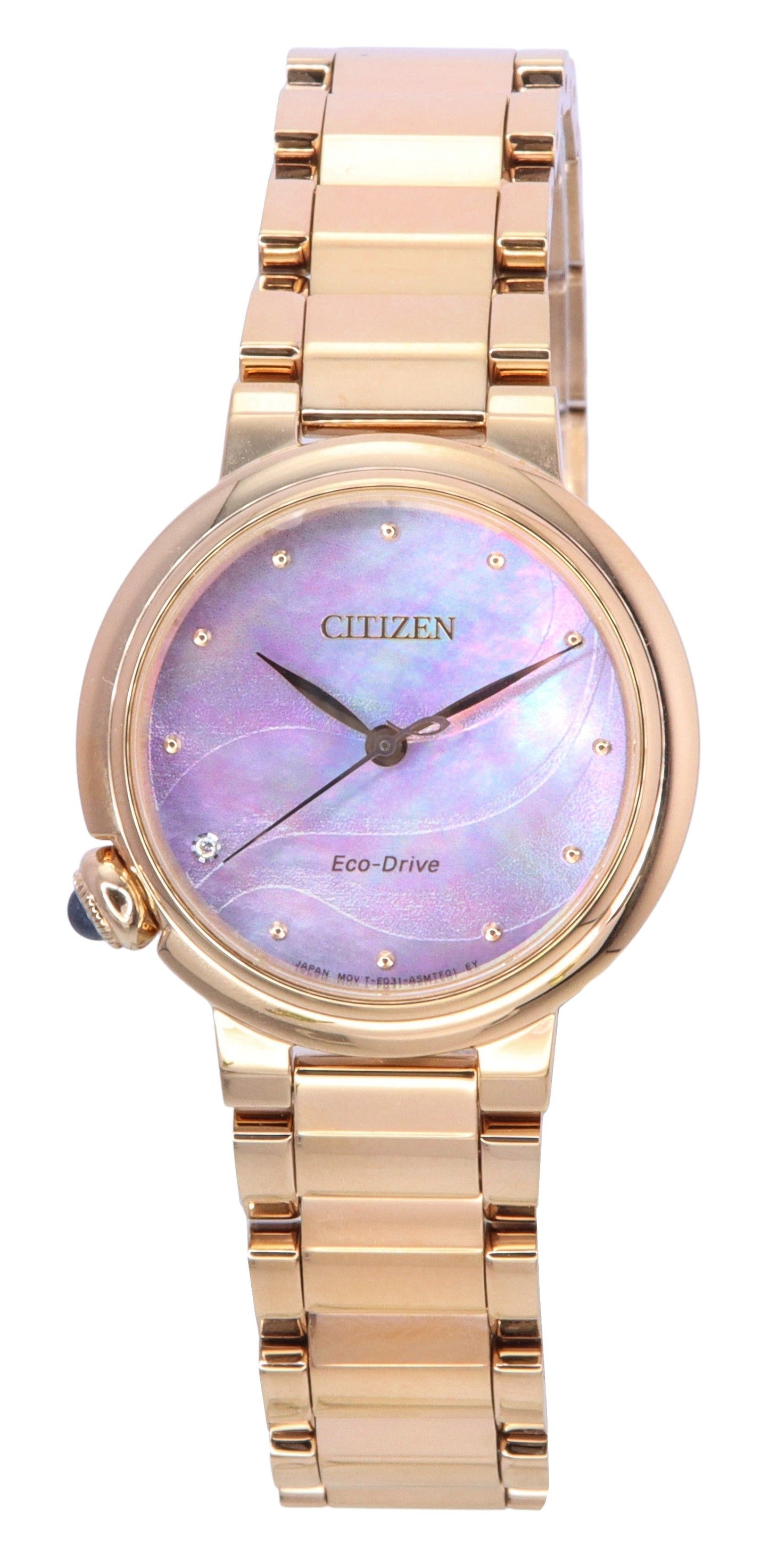 Citizen Eco-Drive Diamond Accents Rose Gold Stainless Steel Mother Of Pearl Dial EM0917-81Y Women's Watch