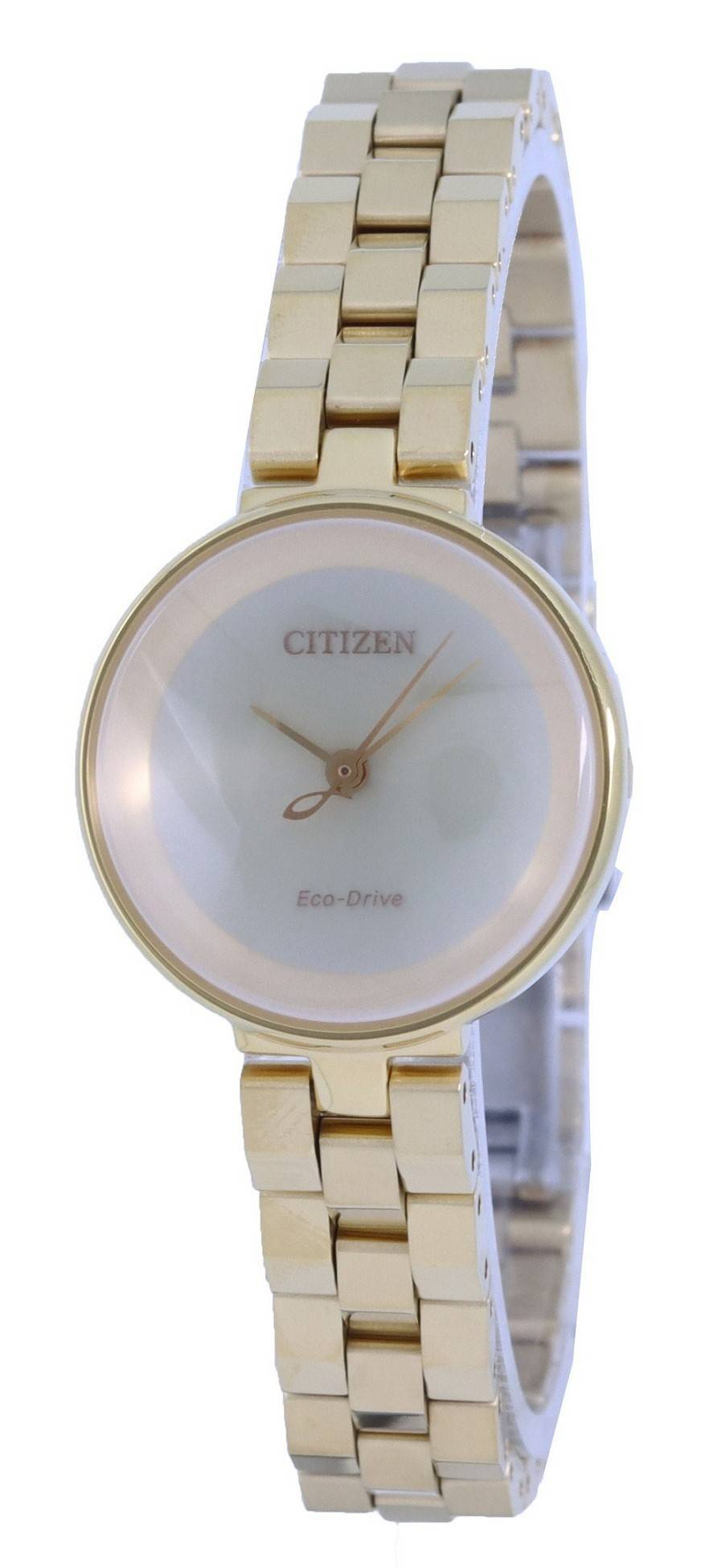 Citizen Ambiluna Champagne Dial Gold Tone Stainless Steel Eco-Drive EW5502-51P Women's Watch