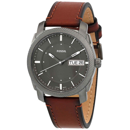 Fossil Machine Analog LiteHide Leather Strap Grey Dial Quartz FS5900 Men's Watch