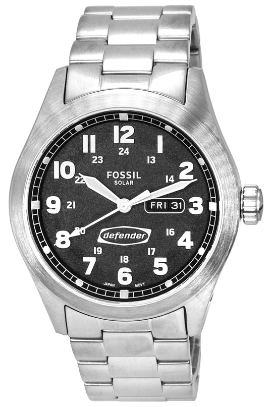 Fossil Defender Solar Powered Stainless Steel Black Dial FS5976 100M Men's Watch