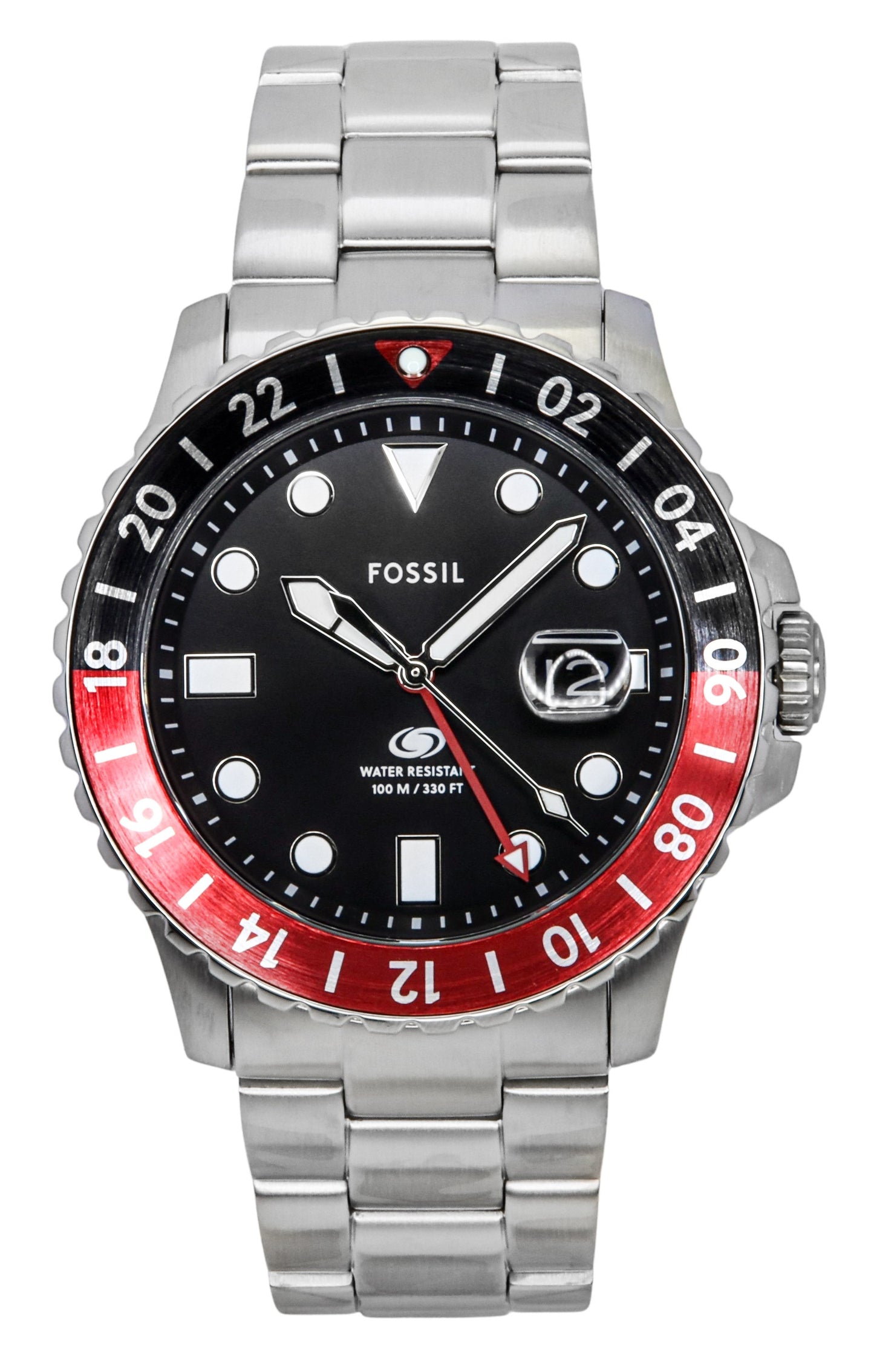 Fossil Blue GMT Stainless Steel Black Dial Quartz FS6092 100M Men's watch