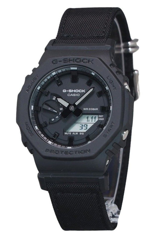 Casio G-Shock Analog Digital Eco Cloth Strap Black Dial Quartz GA-2100BCE-1A 200M Men's Watch