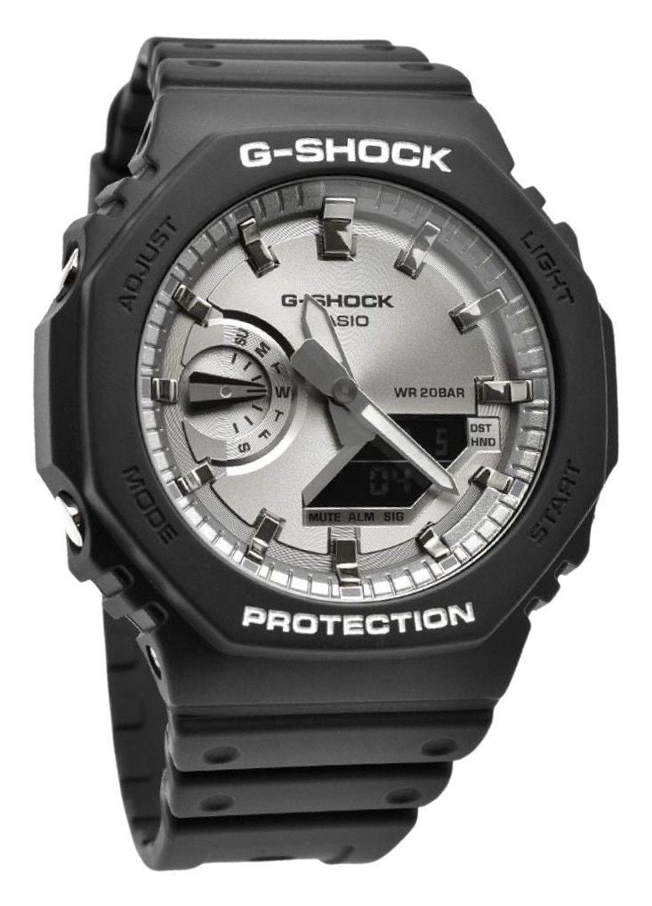 Casio G-Shock Analog Digital Black And Silver Color Resin Strap Quartz GA-2100SB-1A 200M Men's Watch