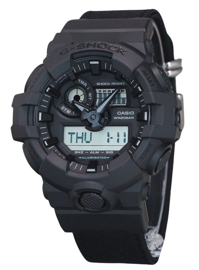 Casio G-Shock Analog Digital Eco Cloth Strap Black Dial Quartz GA-700BCE-1A 200M Men's Watch