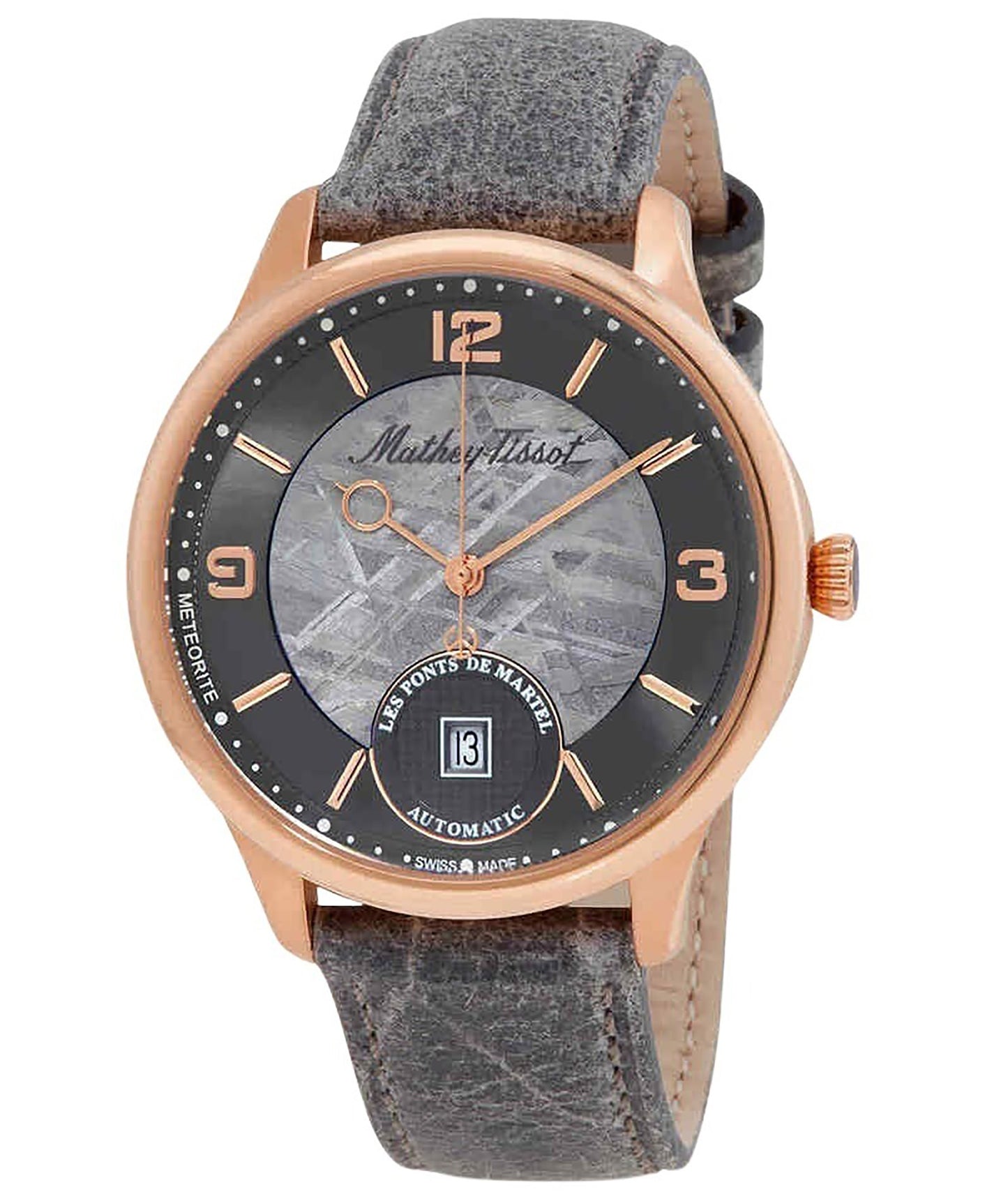 Mathey-Tissot Edmond Limited Edition Leather Strap Grey Dial Automatic H1886METP Men's Watch