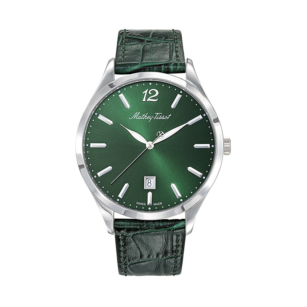 Mathey-Tissot Urban Leather Strap Green Dial Quartz H411AV Men's Watch