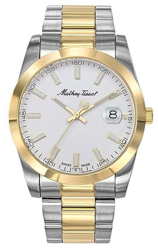 Mathey-Tissot Mathy I Two Tone Stainless Steel White Dial Quartz H450BI Men's Watch