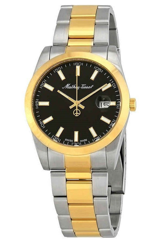 Mathey-Tissot Mathy I Two Tone Stainless Steel Black Dial Quartz H450BN Men's Watch