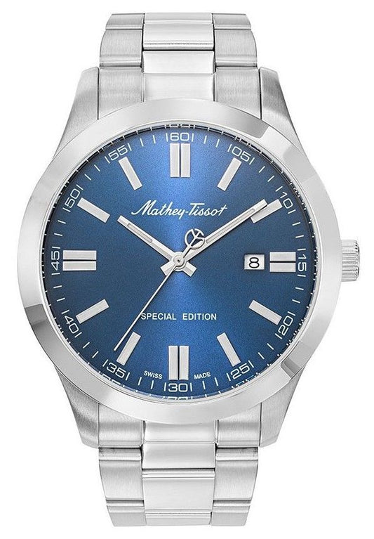 Mathey-Tissot Mathy I Jumbo Special Edition Stainless Steel Blue Dial Quartz H455ABU Men's Watch