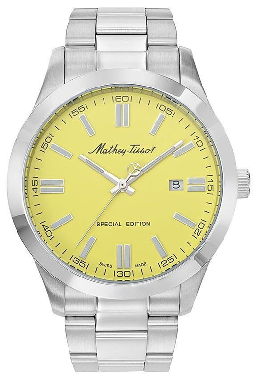 Mathey-Tissot Mathy I Jumbo Special Edition Stainless Steel Yellow Dial Quartz H455J Men's Watch