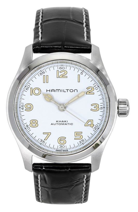 Hamilton Khaki Field Murph Leather Strap White Dial Automatic H70405710 100M Men's Watch