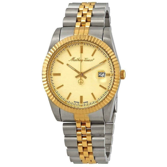 Mathey-Tissot Mathy III Two Tone Stainless Steel Gold Dial Quartz H810BDI Men's Watch