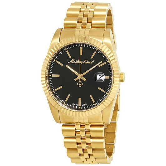 Mathey-Tissot Mathy III Gold Tone Stainless Steel Black Dial Quartz H810PN Men's Watch