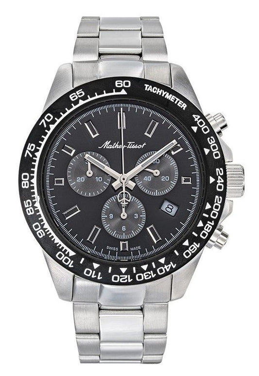 Mathey-Tissot Chronograph Stainless Steel Black Dial Quartz H9010CHAN 100M Men's Watch