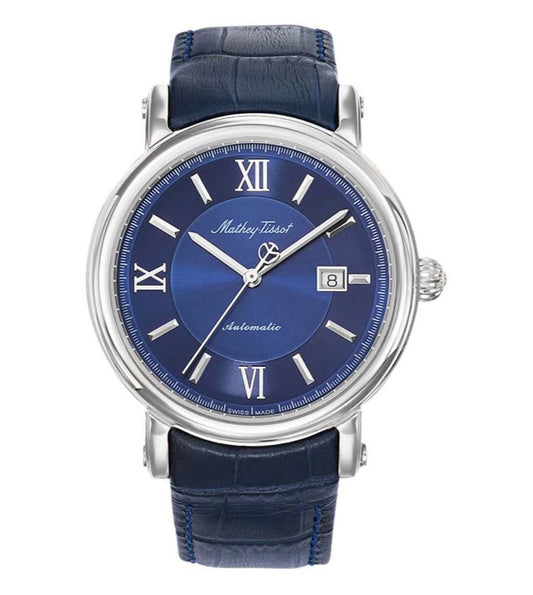 Mathey-Tissot Renaissance Genuine Leather Strap Blue Dial Automatic H9030ABU Men's Watch