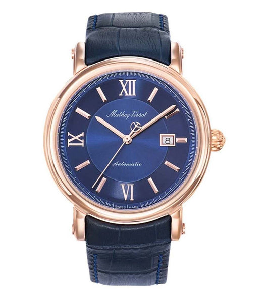 Mathey-Tissot Renaissance Genuine Leather Strap Blue Dial Automatic H9030PBU Men's Watch