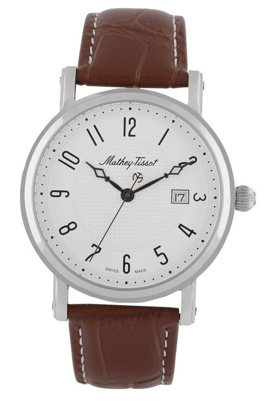 Mathey-Tissot City Leather Strap White Dial Quartz HB611251AG Men's Watch