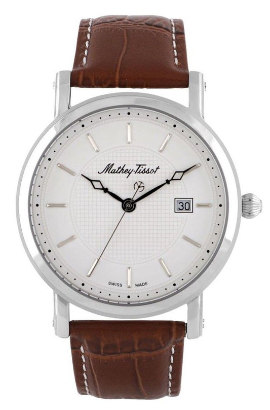 Mathey-Tissot City Leather Strap White Dial Quartz HB611251AI Men's Watch