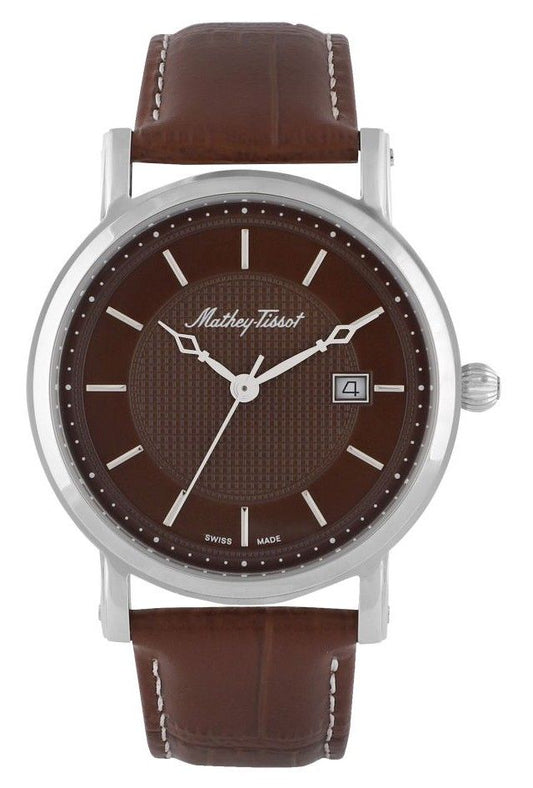 Mathey-Tissot City Leather Strap Brown Dial Quartz HB611251AM Men's Watch