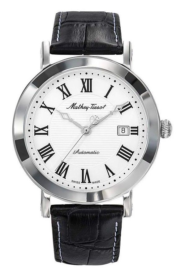 Mathey-Tissot City Leather Strap White Dial Automatic HB611251ATABR Men's Watch