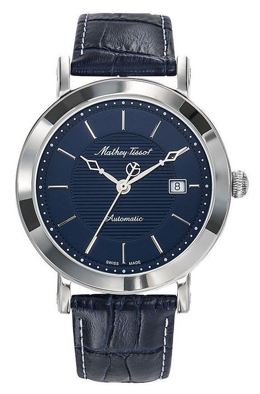 Mathey-Tissot City Leather Strap Blue Dial Automatic HB611251ATABU Men's Watch