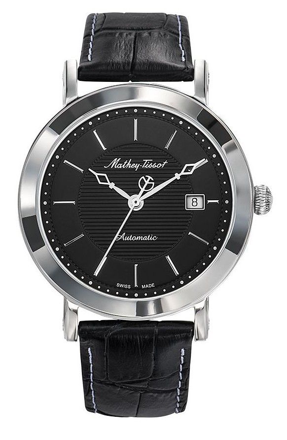 Mathey-Tissot City Leather Strap Black Dial Automatic HB611251ATAN Men's Watch