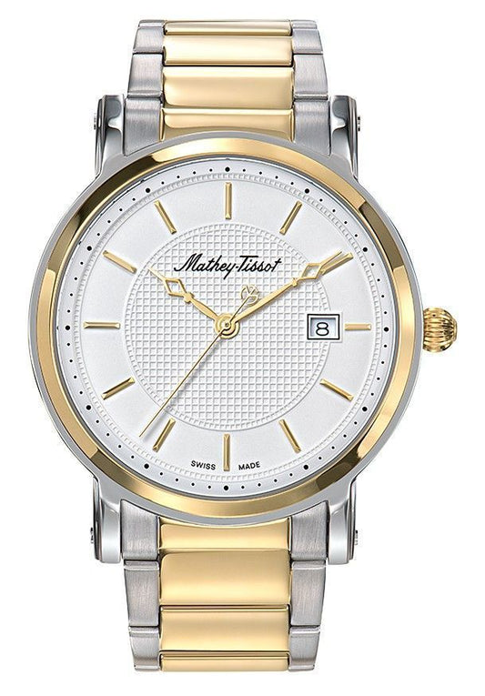 Mathey-Tissot City Metal Two Tone Stainless Steel White Dial Quartz HB611251MBI Men's Watch