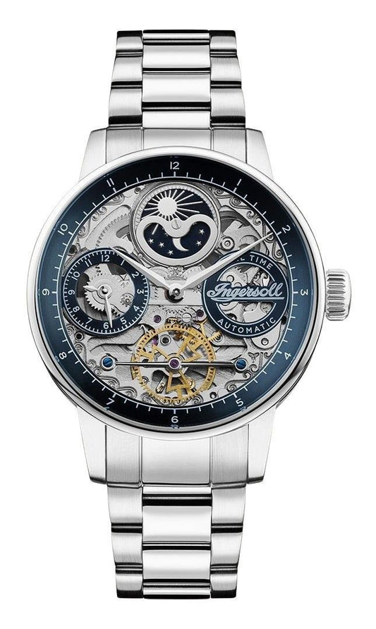 Ingersoll The Jazz Stainless Steel Blue Skeleton Dial Automatic I07707 Men's Watch