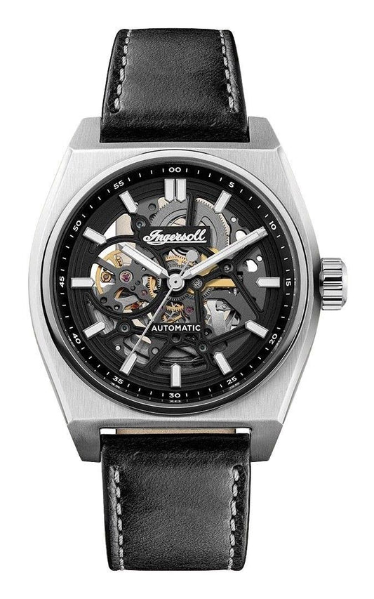 Ingersoll The Vert Leather Strap Skeleton Black Dial Automatic I14301 Men's Watch