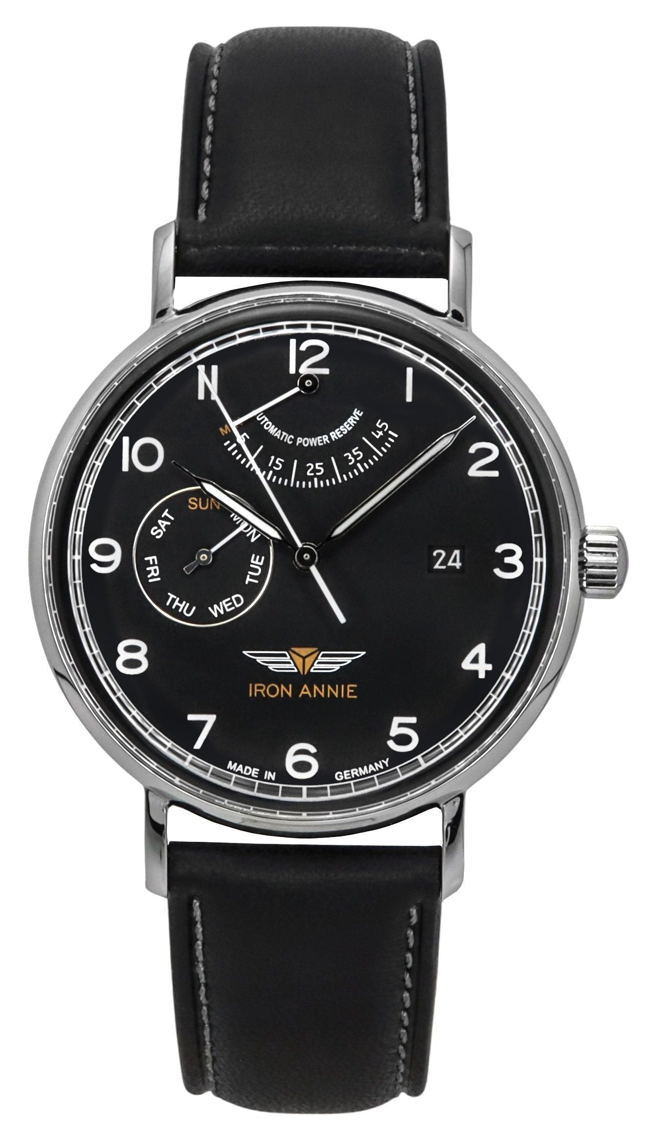 Iron Annie Amazonas Impression Leather Strap Black Dial Automatic 59602 Men's Watch