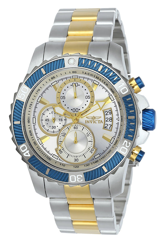 Invicta Pro Diver Chronograph Two Tone Stainless Steel Silver Dial Quartz 23994 100M Men's Watch