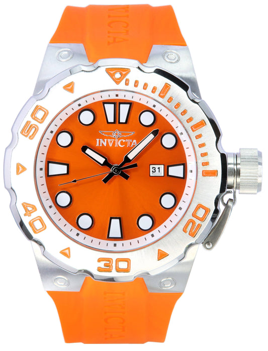 Invicta Pro Diver Silicone Strap Orange Dial Quartz 36997 100M Men's Watch