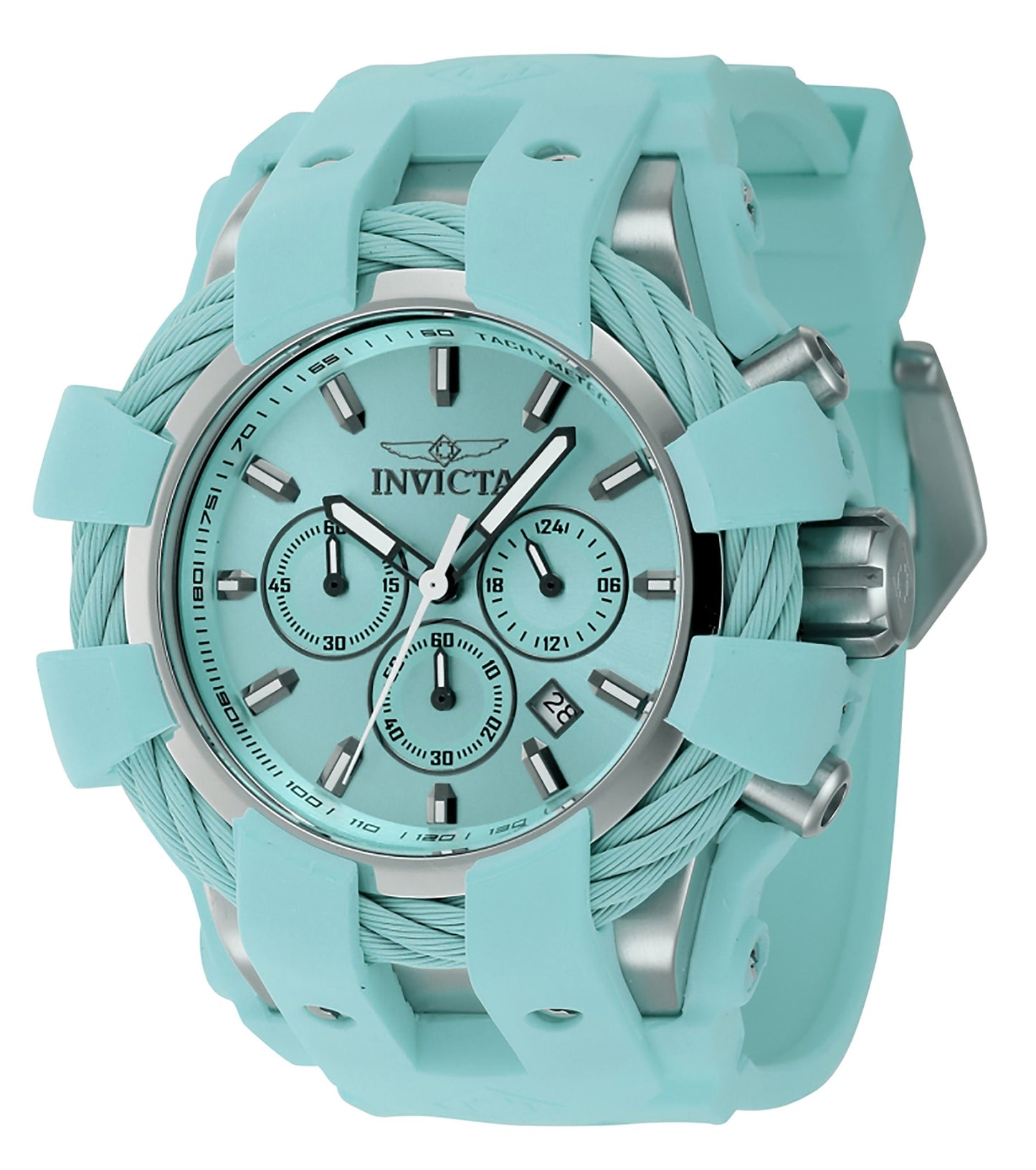 Invicta Bolt Chronograph GMT Silicone Strap Turquoise Dial Quartz 45168 200M Men's Watch