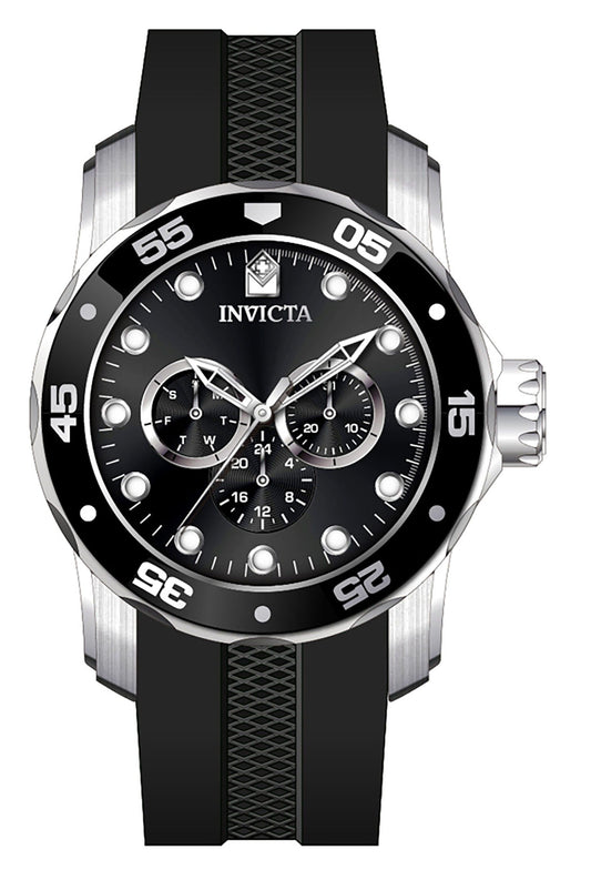 Invicta Pro Diver Scuba GMT Silicone Strap Black Dial Quartz 45721 100M Men's Watch