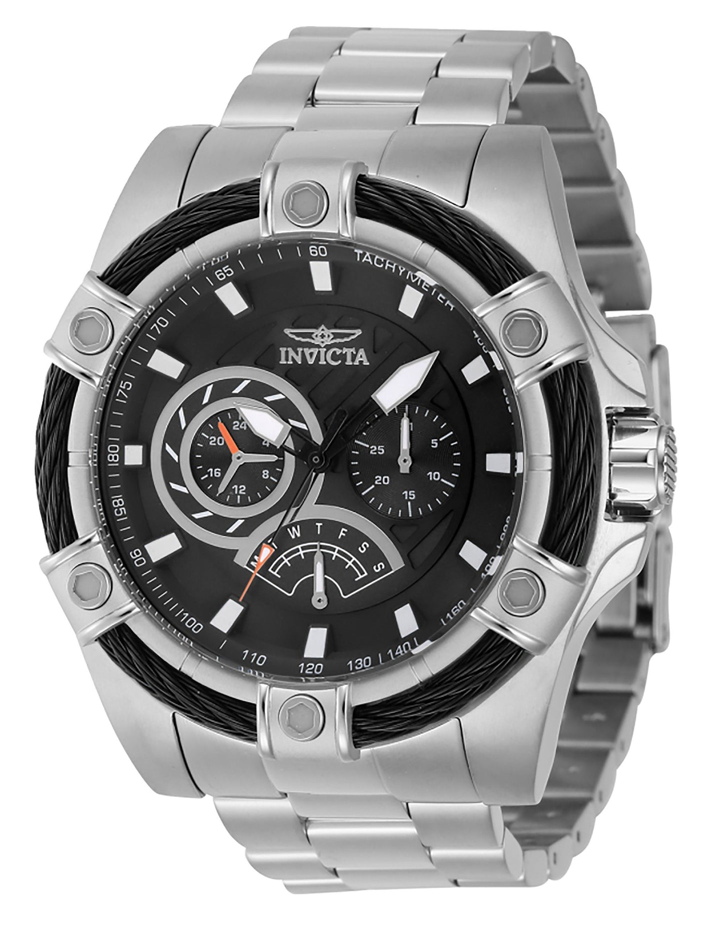 Invicta Bolt Retrograde GMT Stainless Steel Black Dial Quartz 46863 100M Men's Watch