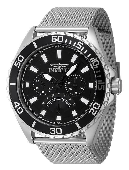 Invicta Pro Diver Retrograde GMT Stainless Steel Black Dial Quartz 46907 Men's Watch