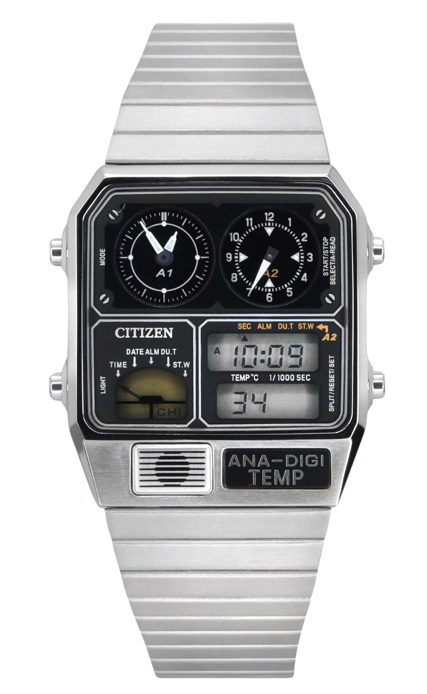 Citizen Reproduction Model Analog Digital Chronograph Stainless Steel Black Dial Quartz JG2101-78E Men's Watch