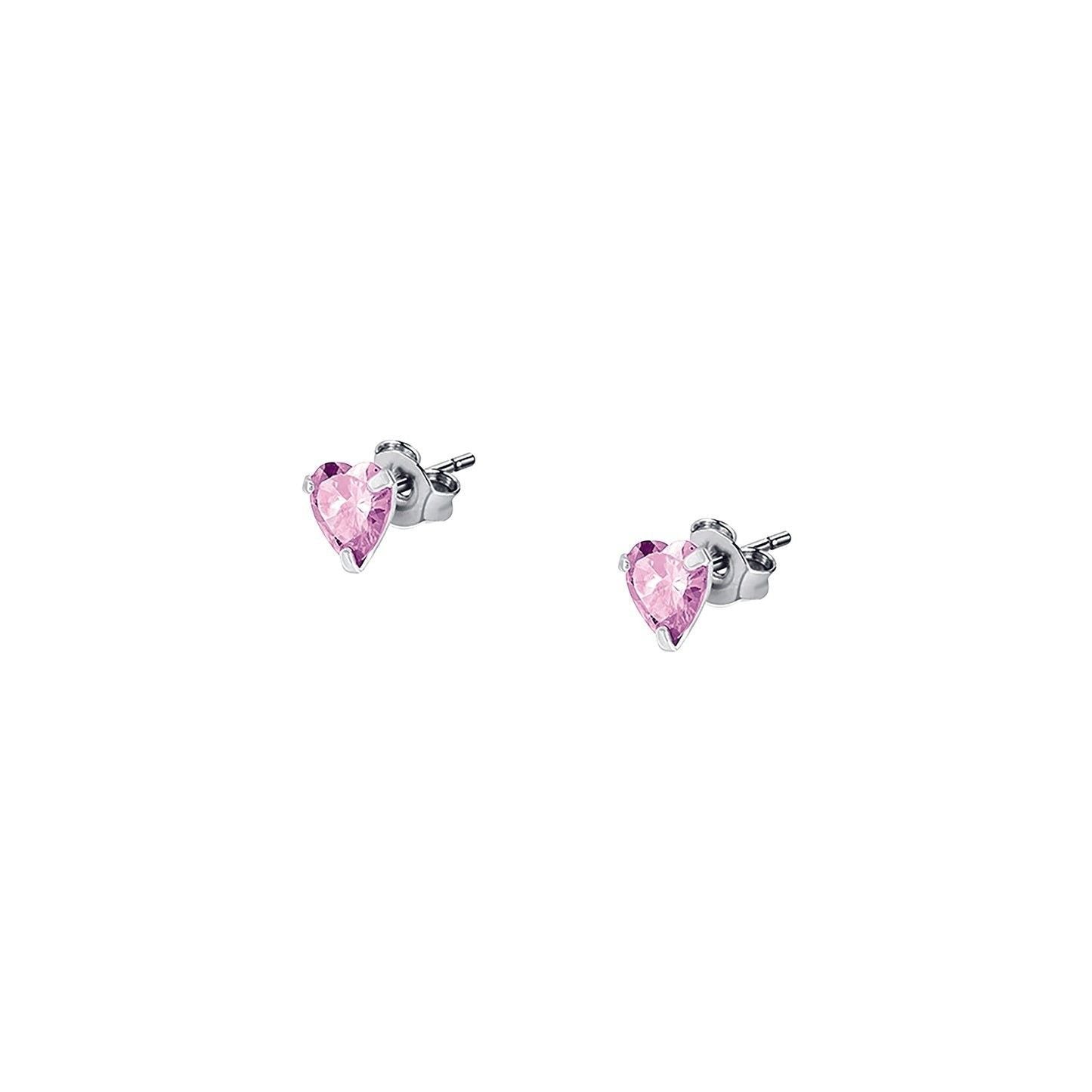 La Petite Story Silver Earrings With Pink Zircons LPS01AWV28 For Women