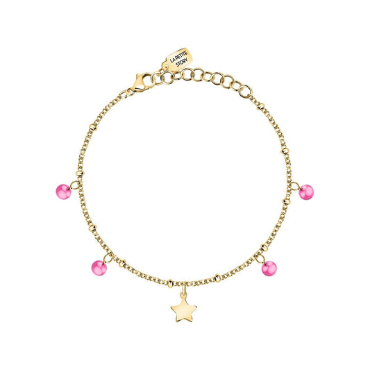 La Petite Story Gold Tone Steel Bracelet With Pink Zircon LPS05ARR84 For Women