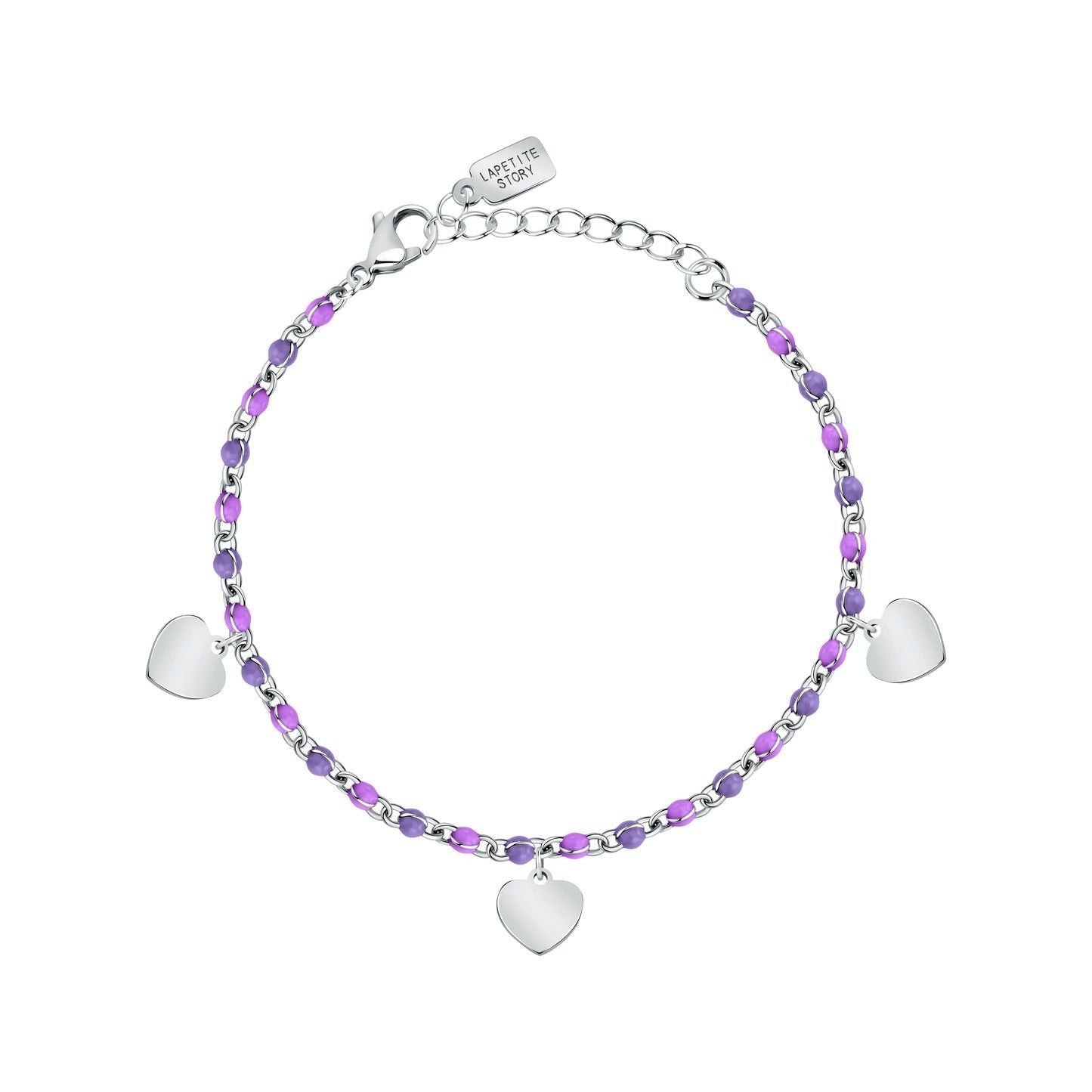 La Petite Story Steel Love Bracelet With Silver Hearts LPS05ASD54 For Women