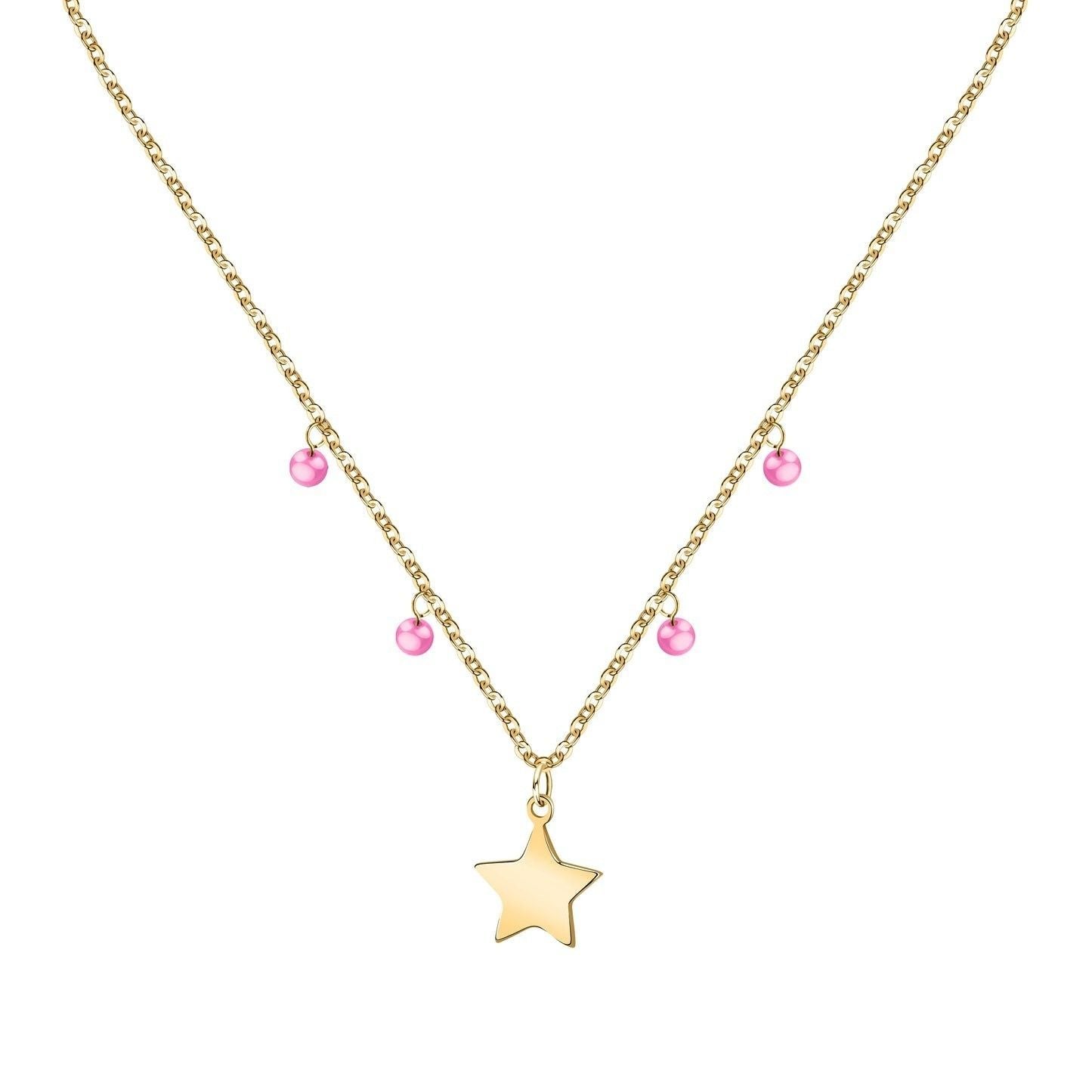 La Petite Story Gold Tone Steel Necklace With Fuchsia Zircon LPS10ARR06 For Women