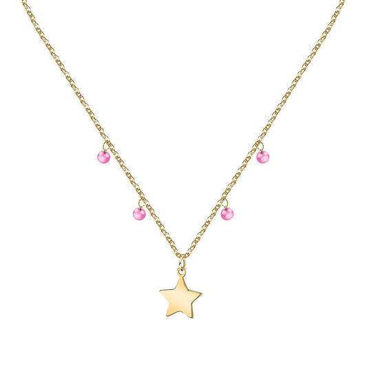 La Petite Story Gold Tone Steel Necklace With Fuchsia Zircon LPS10ARR06 For Women