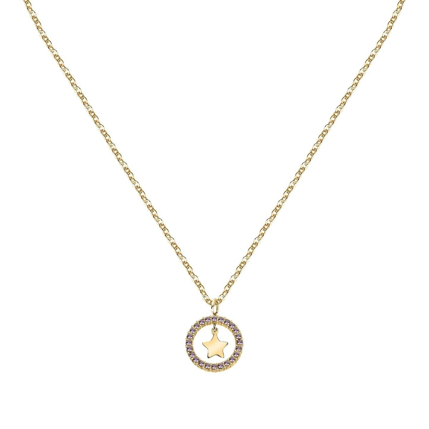 La Petite Story Gold Tone Steel Necklace With White Crystal LPS10ARR07 For Women