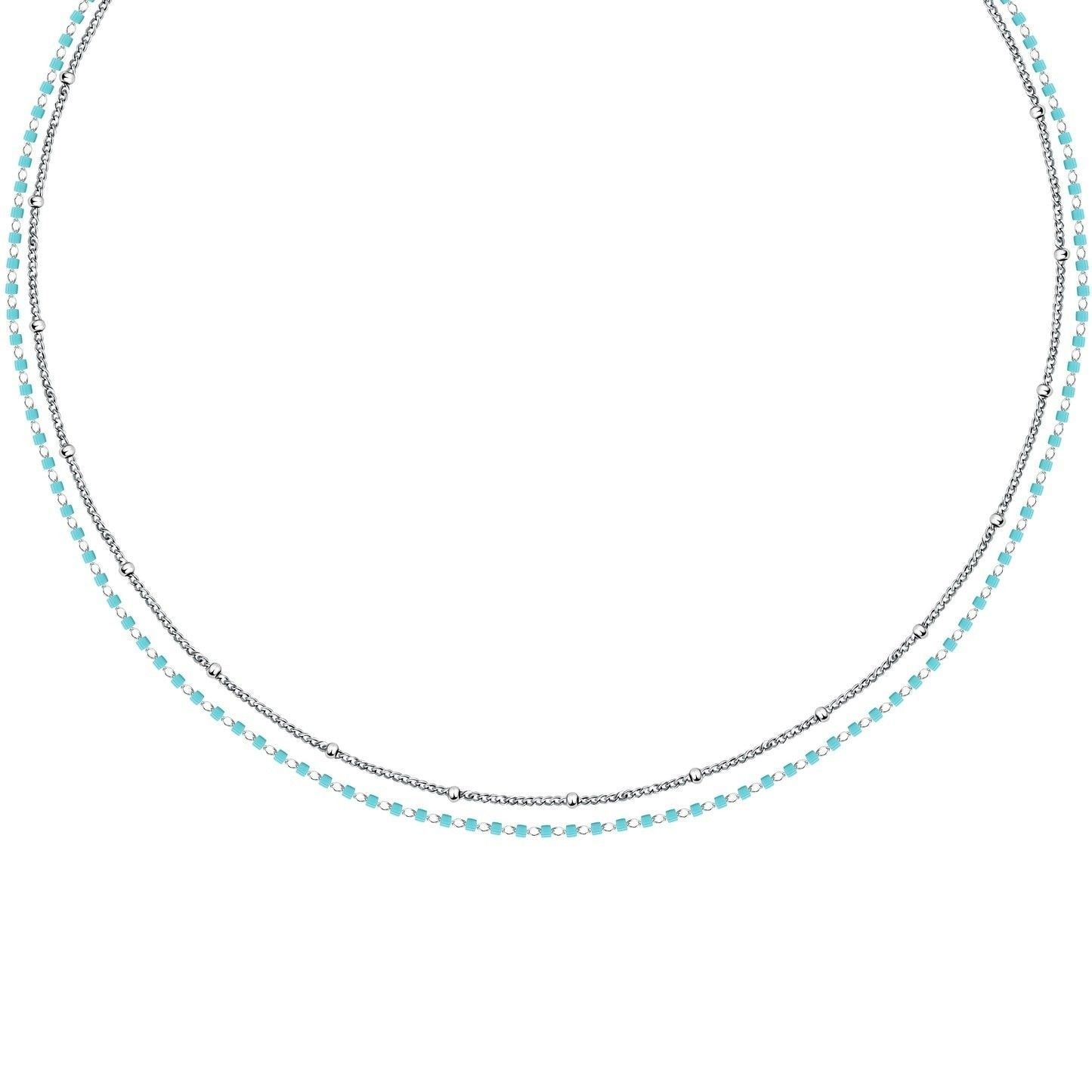 La Petite Story Steel Necklace With Light Blue Beads LPS10ARR09 For Women