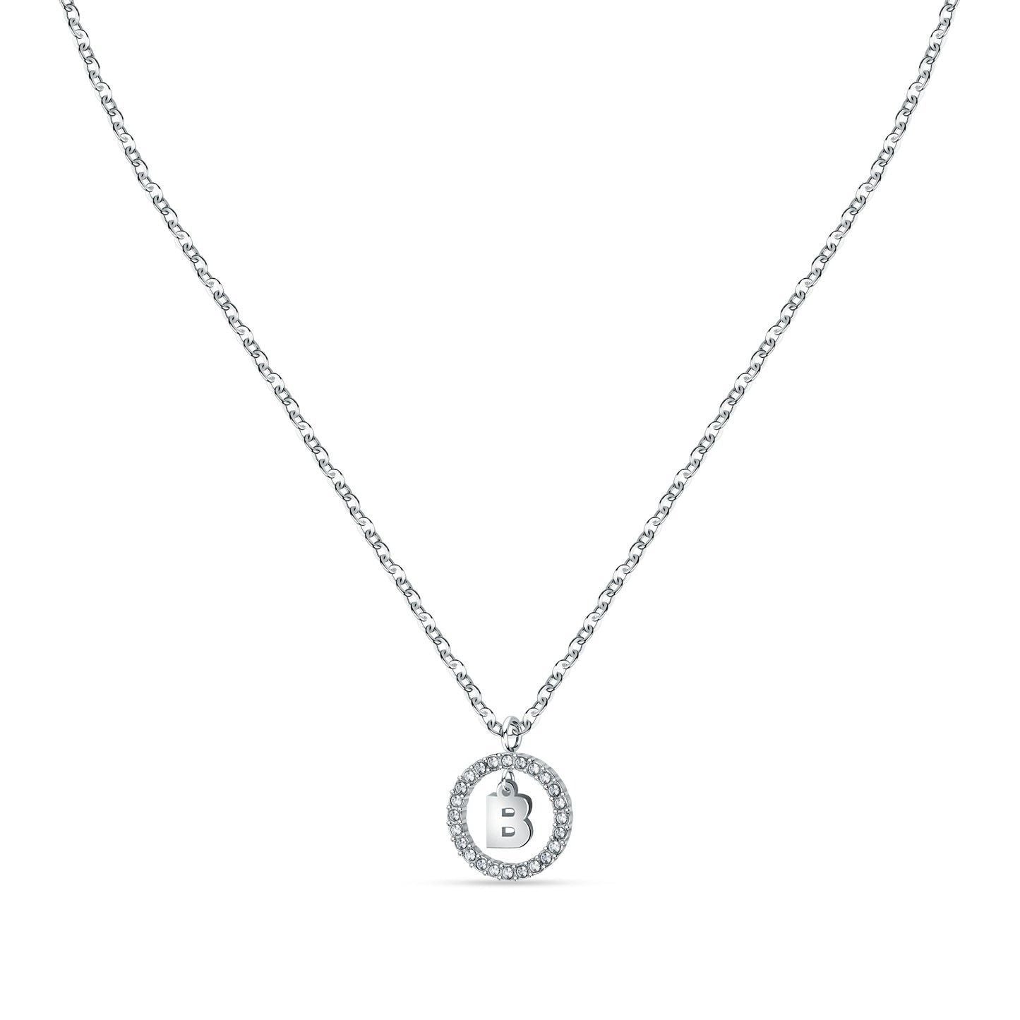 La Petite Story Letter B Steel Necklace With Clear Crystal LPS10ASF10 For Women