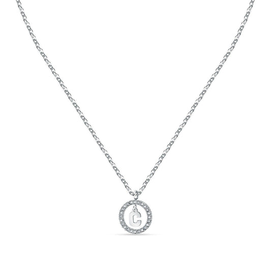 La Petite Story Letter C Steel Necklace With Clear Crystal LPS10ASF11 For Women