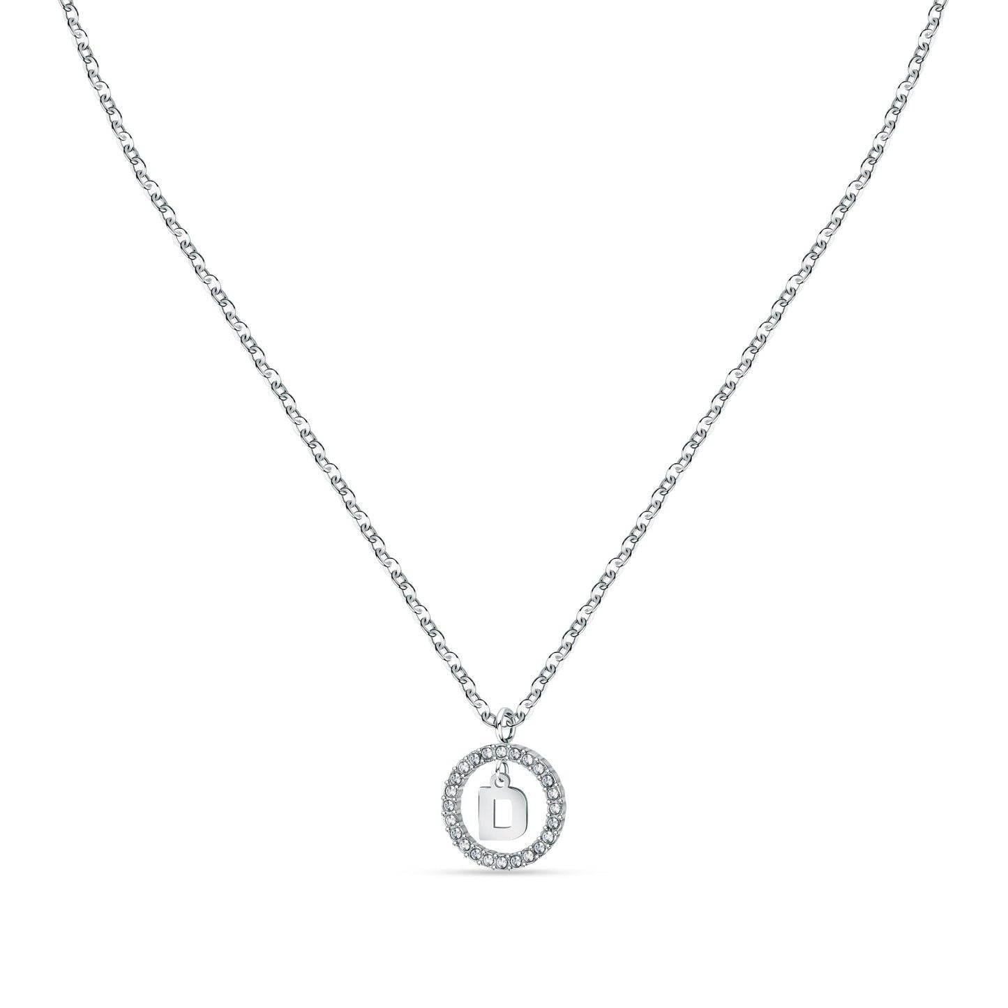 La Petite Story Letter D Steel Necklace With Clear Crystal LPS10ASF12 For Women